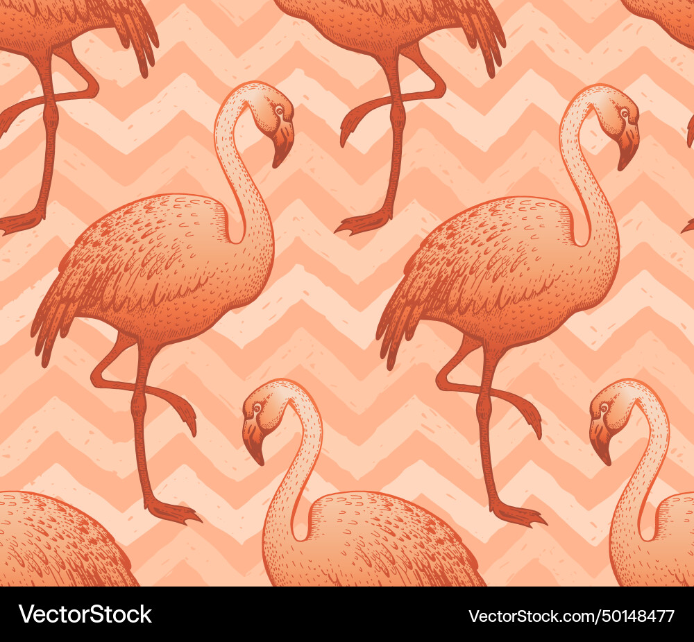 Flamingo seamless pattern in peach fuzz color Flamingo seamless pattern in peach fuzz color vector image