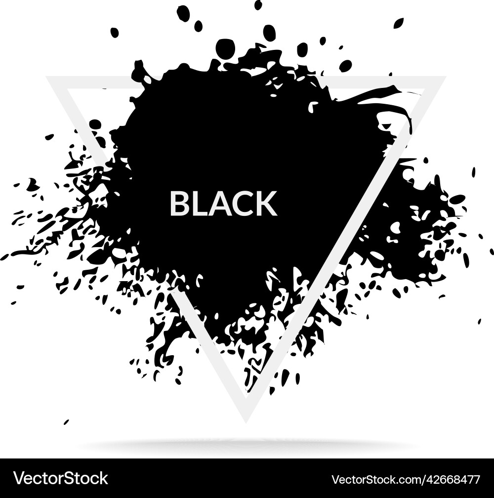 Ink blot paint splatter with white triangular vector image