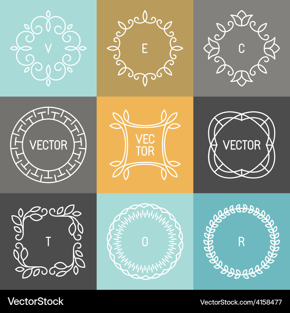 Monoline Frame & Element Set Vector Image