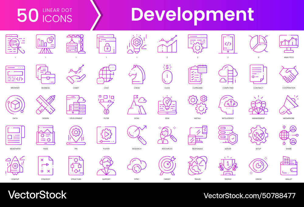 Set of development icons gradient style icon Set of development icons gradient style icon Vector Image