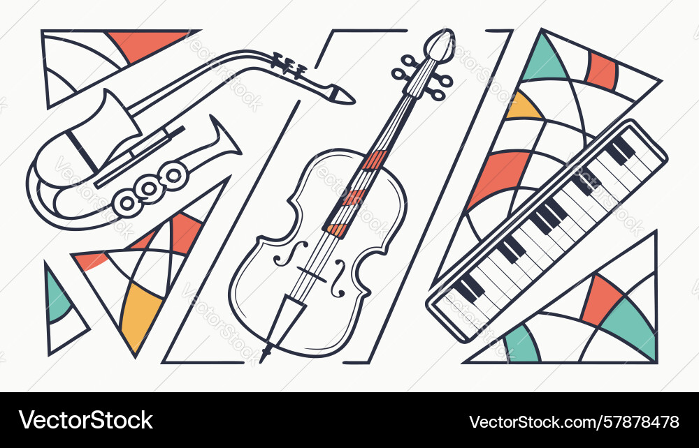 Abstract musical instruments and notes design Vector Image