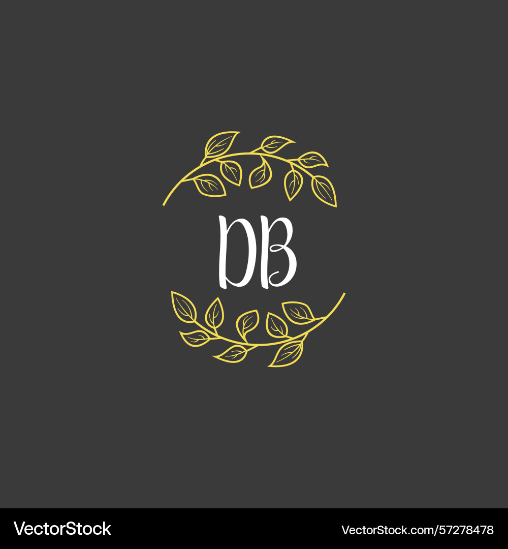 Botanical monogram logos with initial db Botanical monogram logos with initial db Vector Image