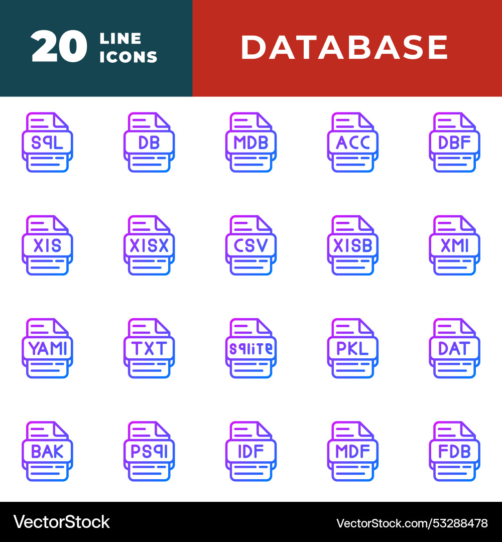 Document file gradient icons set type Document file gradient icons set type vector image