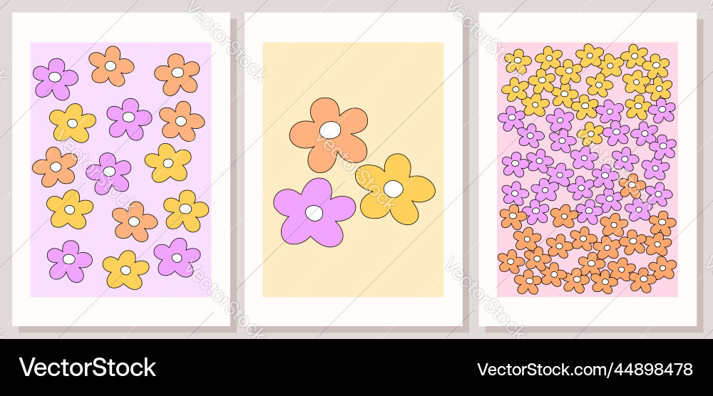 Groovy flowers posters collection Groovy flowers posters collection vector image