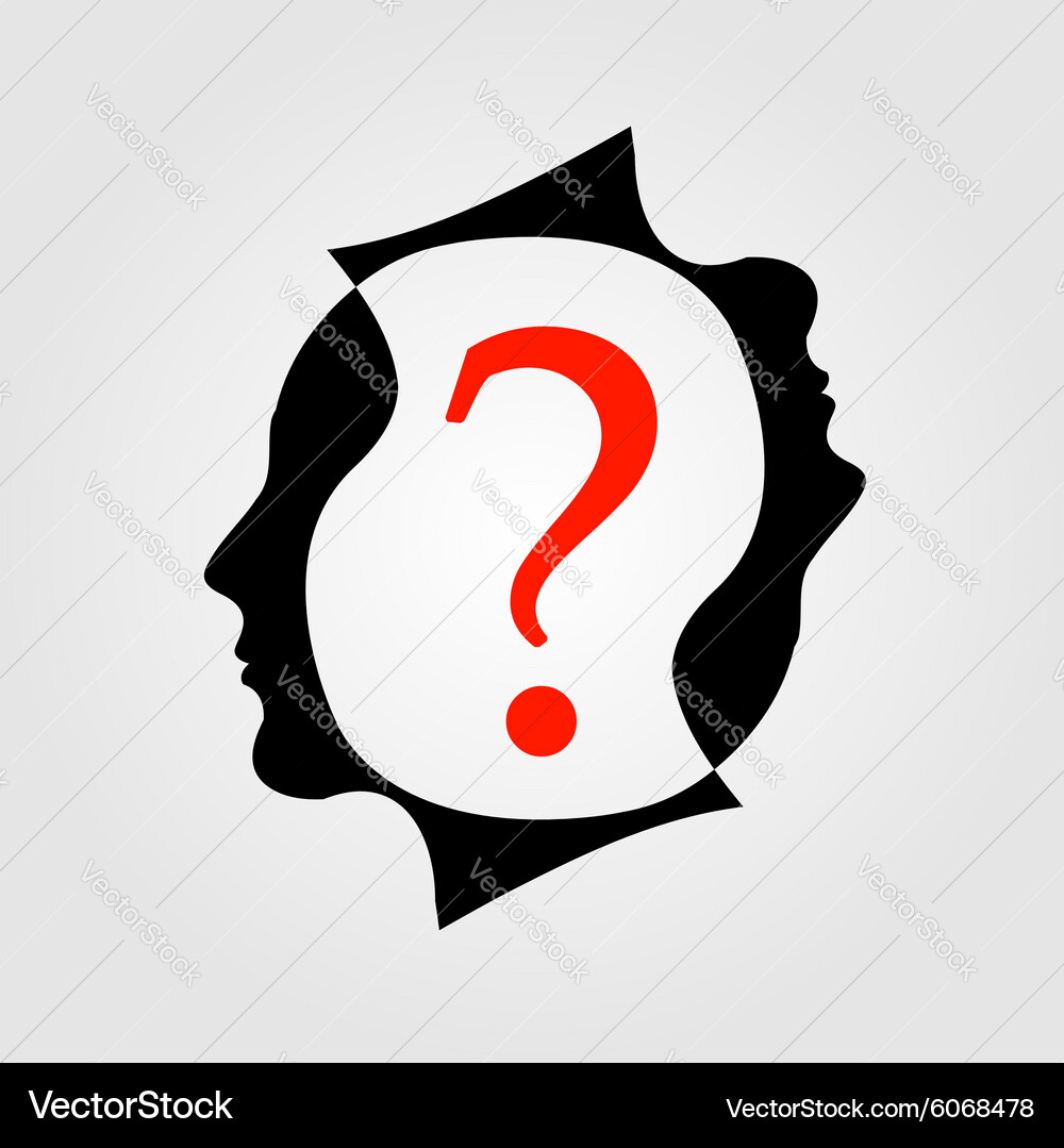 Heads with a question mark showing different queri Vector Image