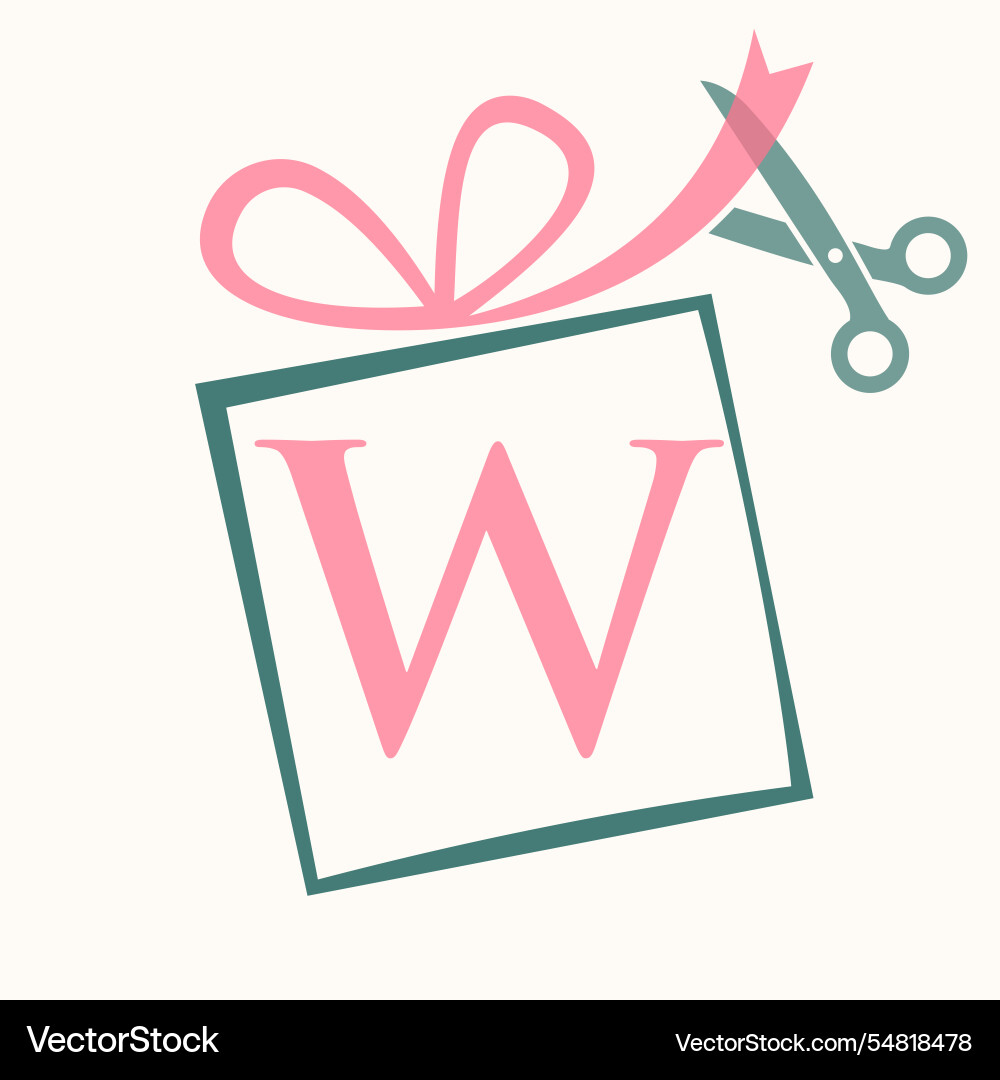 Initial letter w gift box logo design concept Vector Image