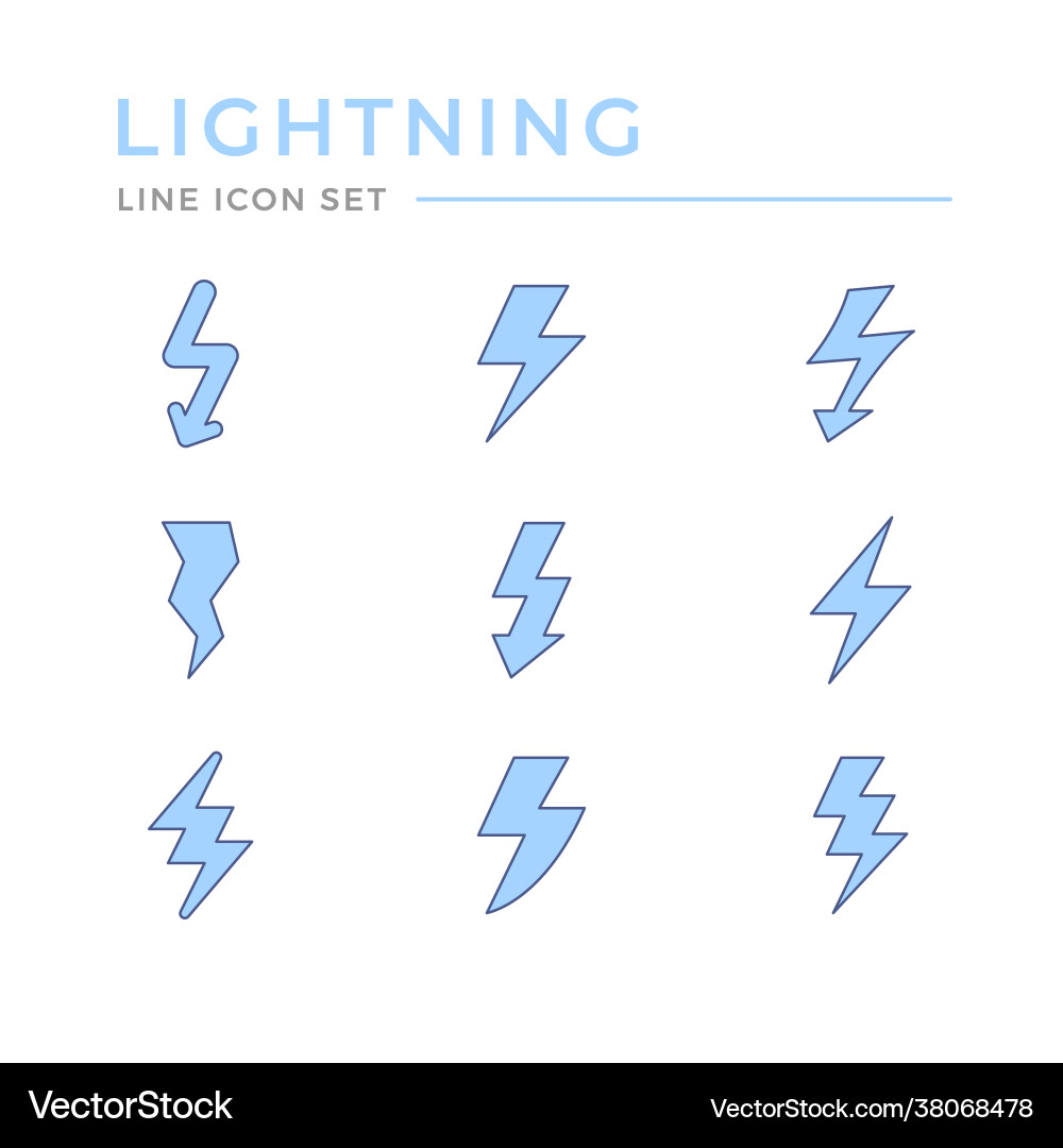 Set color line icons lightning Set color line icons lightning Vector Image