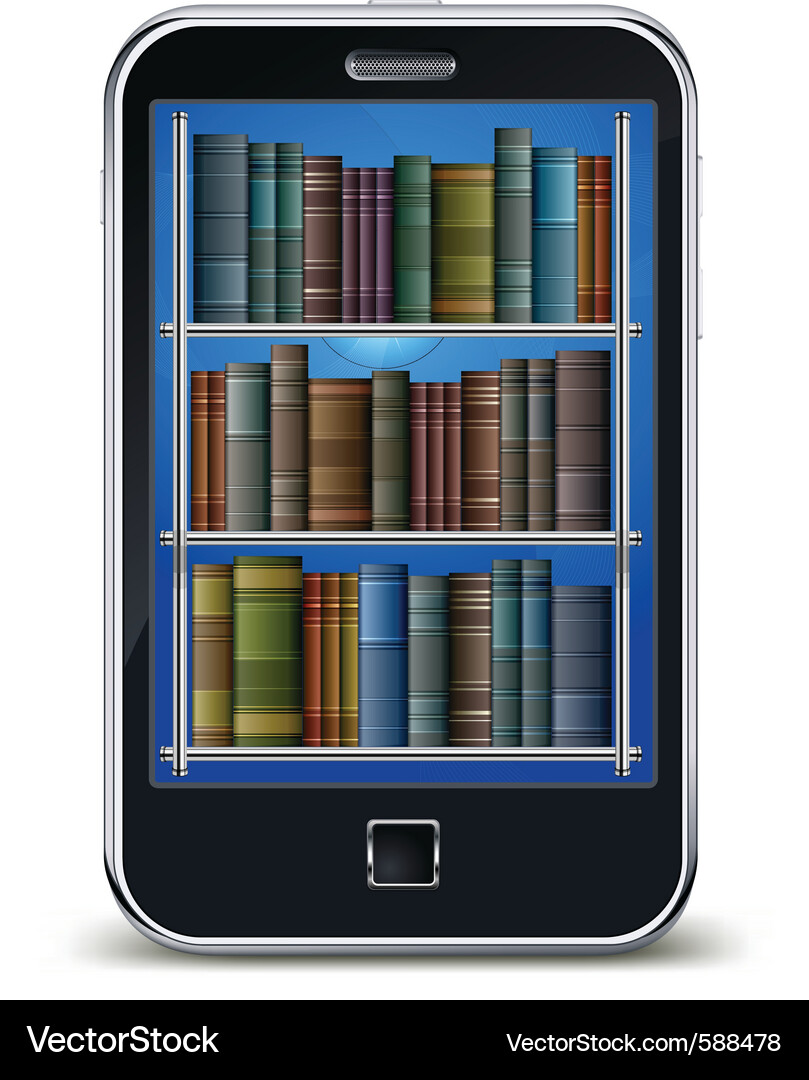 Smartphone with Book Library Vector Image