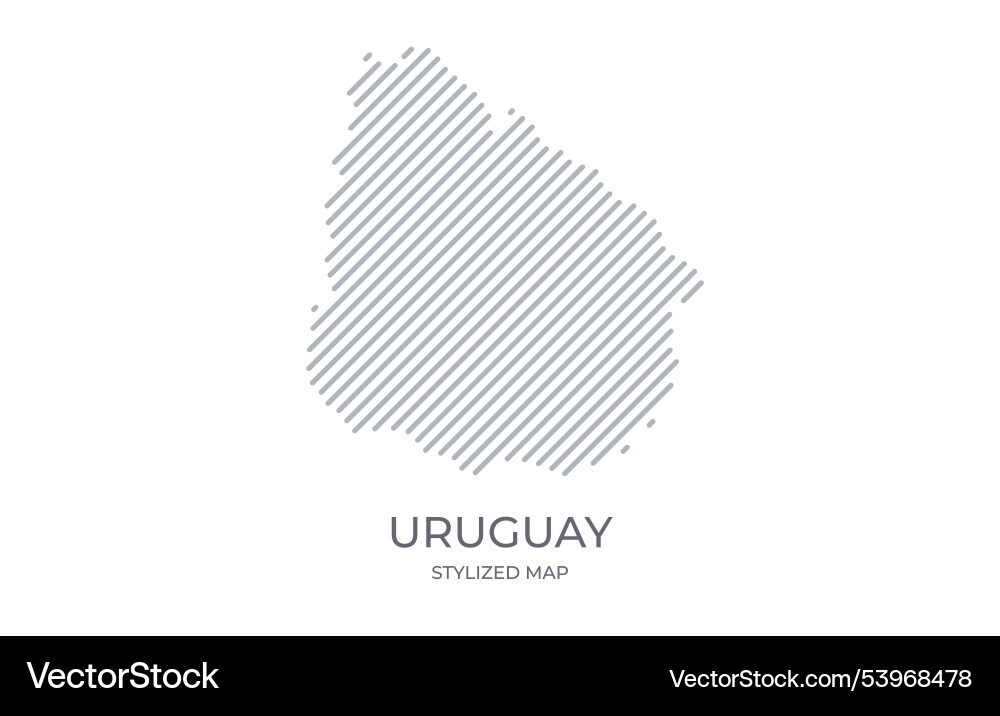 Stylized linear map of uruguay in minimalistic Vector Image