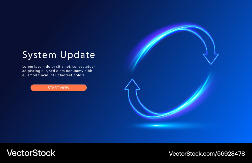 System update two glowing arows go round System update two glowing arows go round vector image