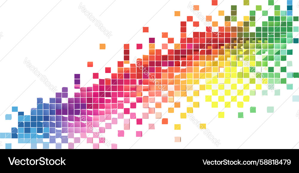 Abstract pixelated rainbow gradient line design Vector Image