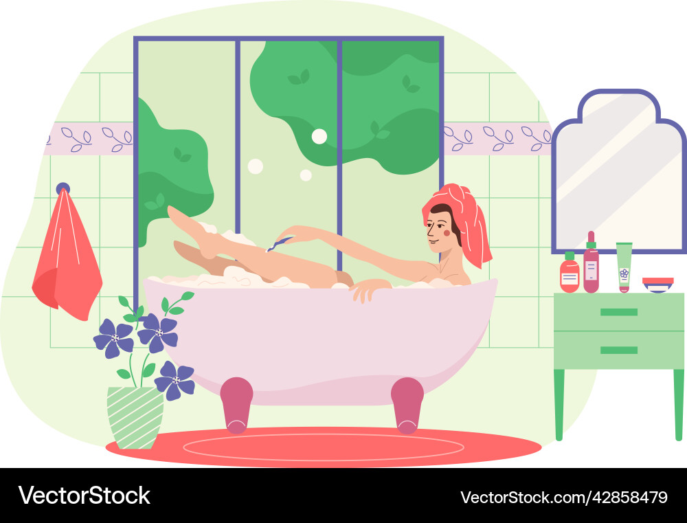 Bath tub woman composition Bath tub woman composition vector image