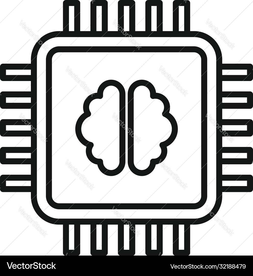 Brain ai processor icon outline style Brain ai processor icon outline style Vector Image