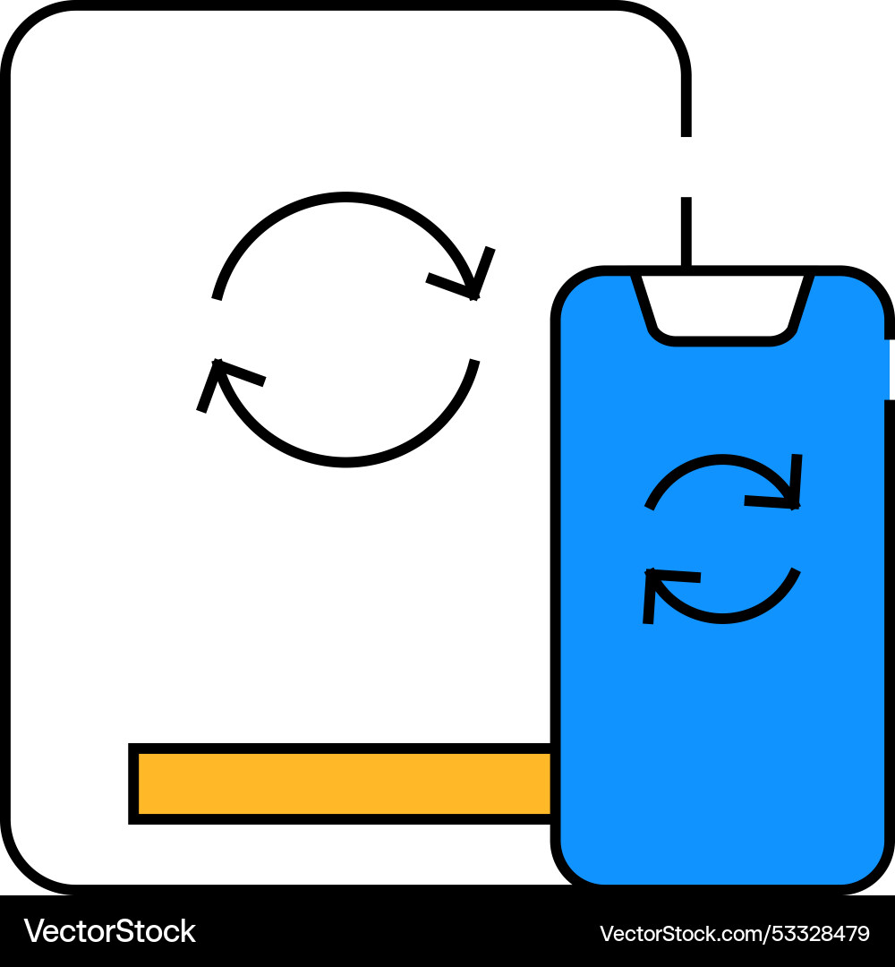 Cloud synchronization with phone icon color Vector Image