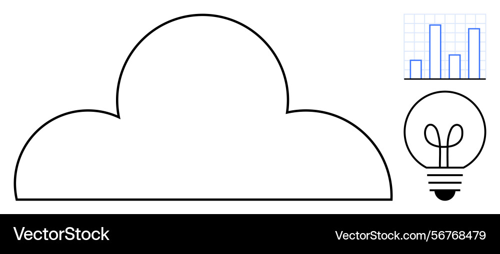 Cloud with analytics chart and lightbulb Cloud with analytics chart and lightbulb vector image