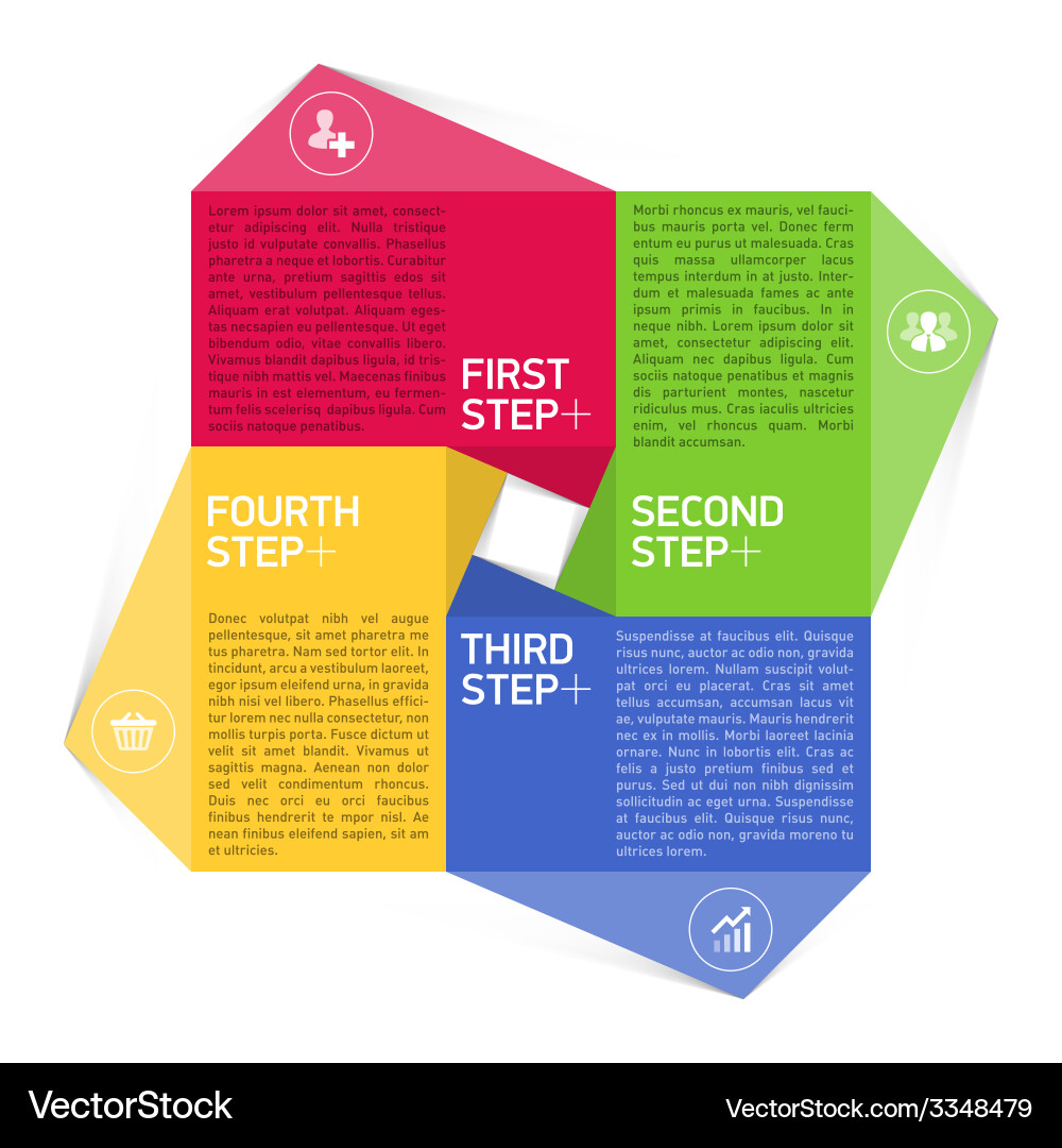 Four consecutive steps design template vector image