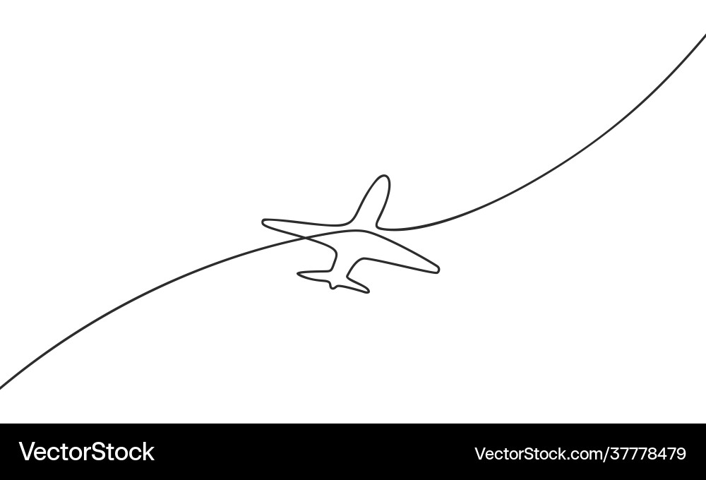 Minimalist Airplane Line Art Vector Image
