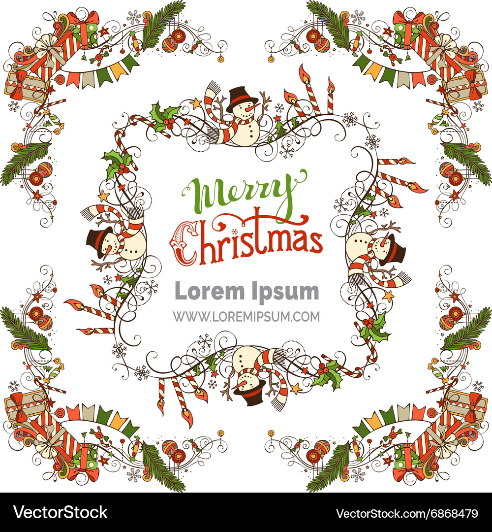 Ornate Christmas Frames Set Vector Image