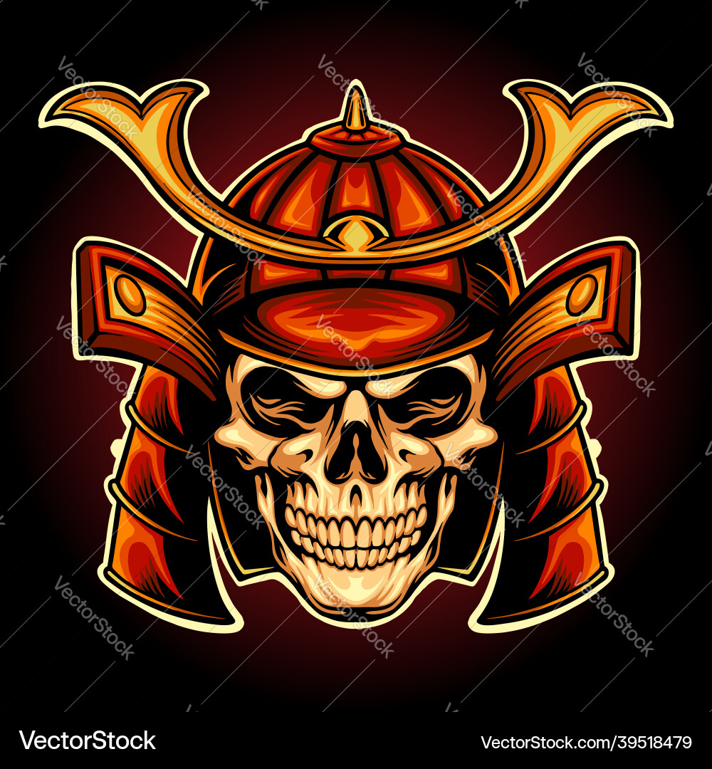 Samurai Skull Warrior Vector Image