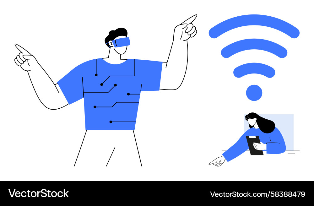Tech Interaction & VR Concepts Vector Image