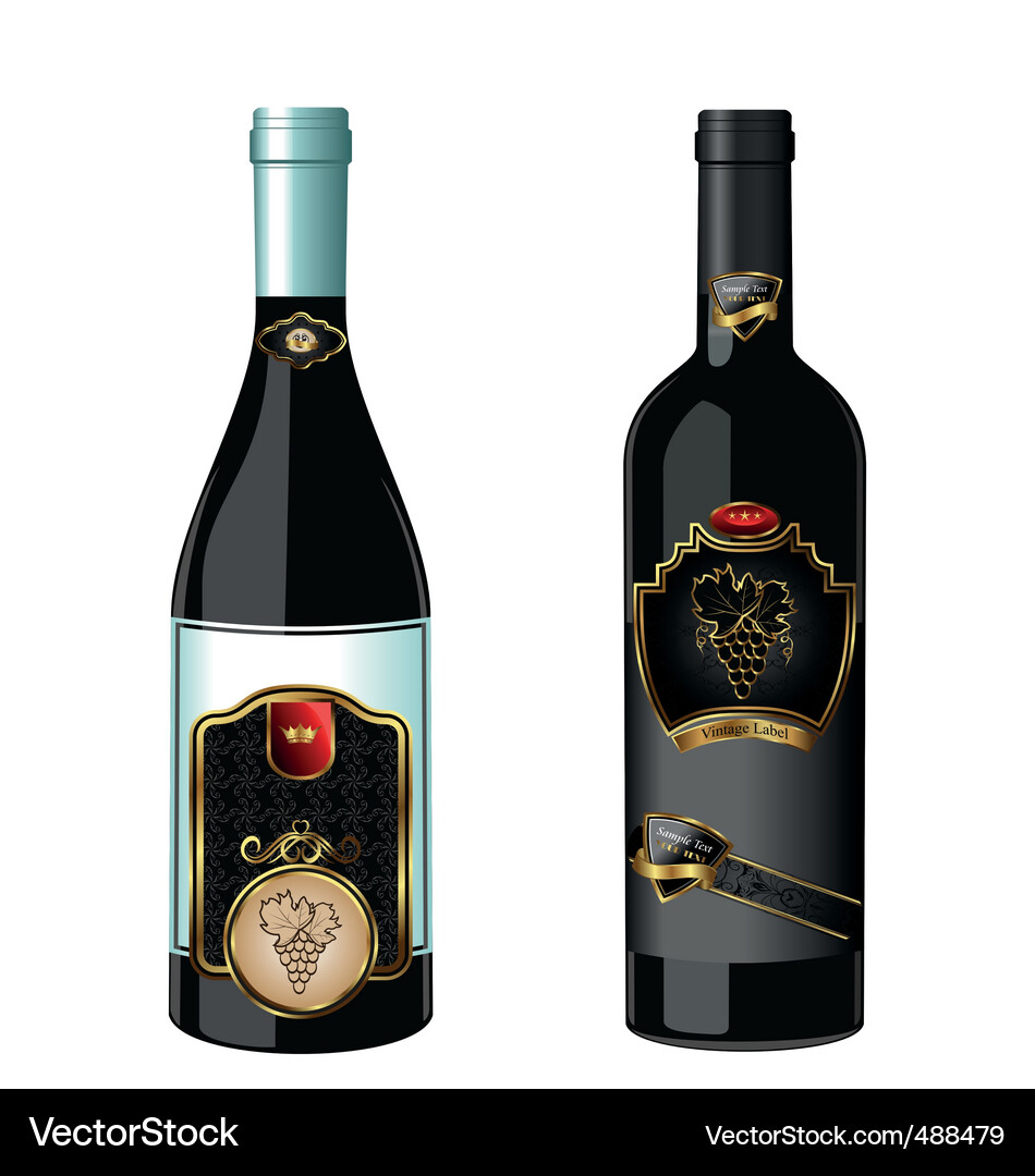 Wine bottles with label Vector Image