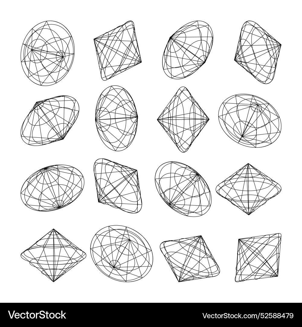 Wireframe lined shapes perspective mesh 3d grid Wireframe lined shapes perspective mesh 3d grid vector image