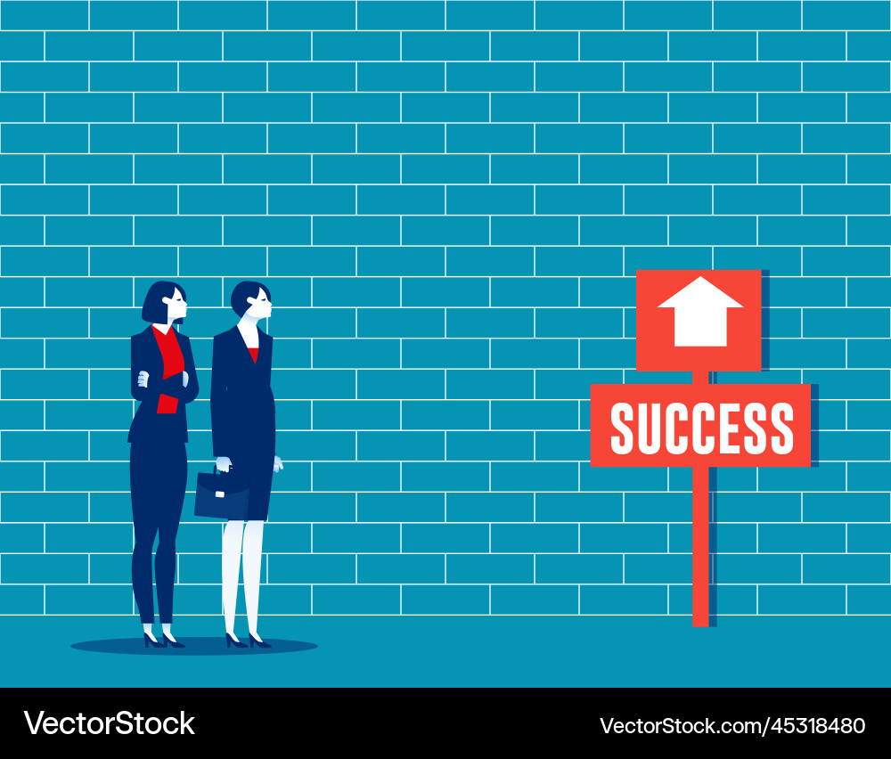 Business team look at the signs indicating Vector Image