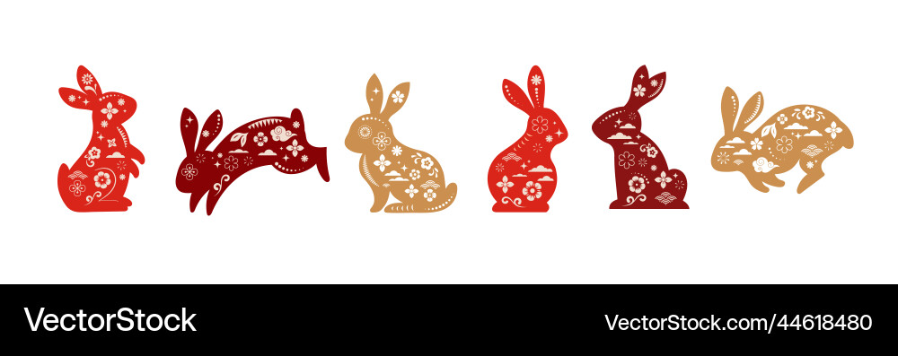 Collection of rabbits bunnies Collection of rabbits bunnies vector image