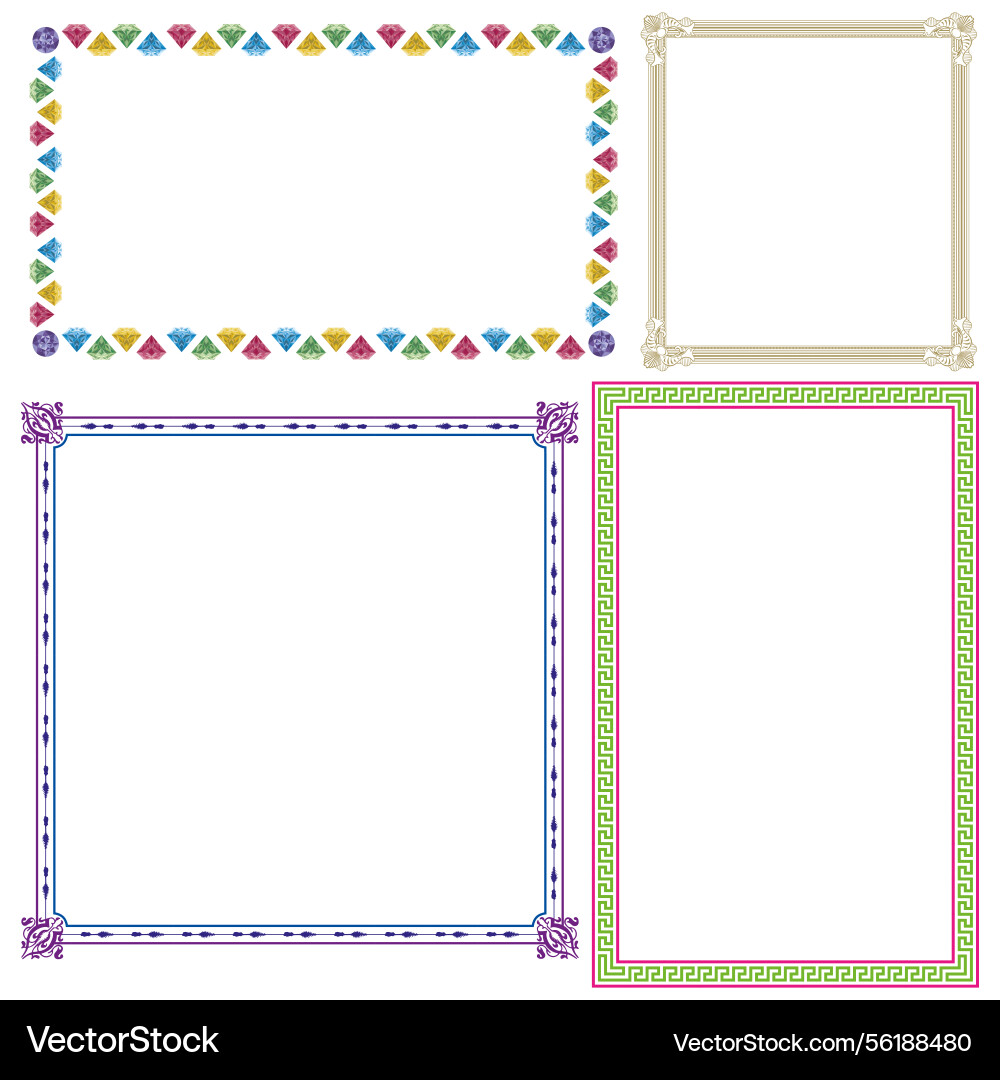 Decorative border frame classic corner lines – Royalty-Free Vector