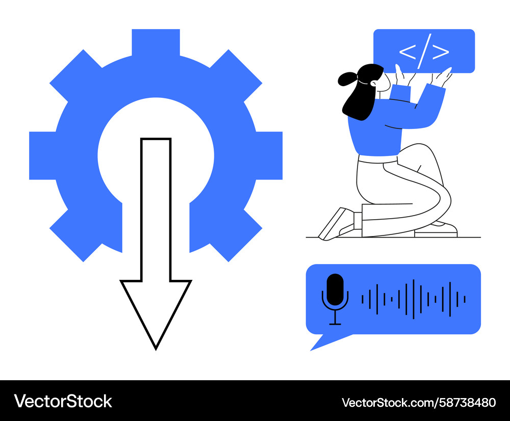 Female Developer Debugging Code Vector Image