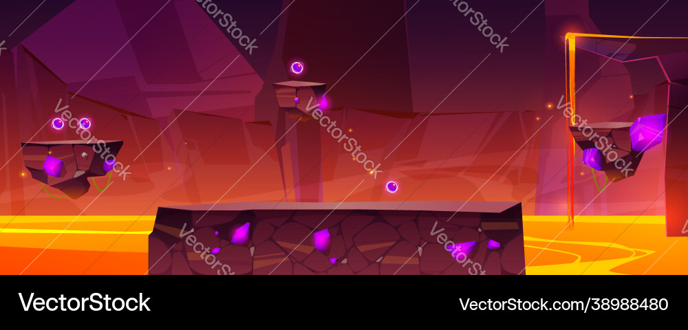 Game level background with platforms over lava Game level background with platforms over lava vector image