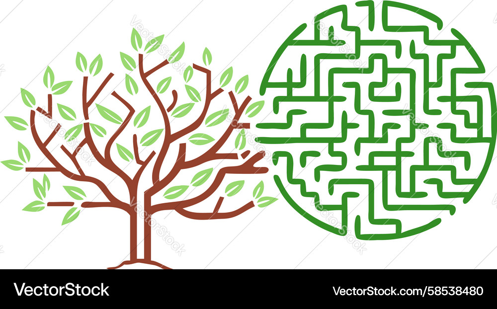 Maze Tree vs Natural Problem Solving Vector Image