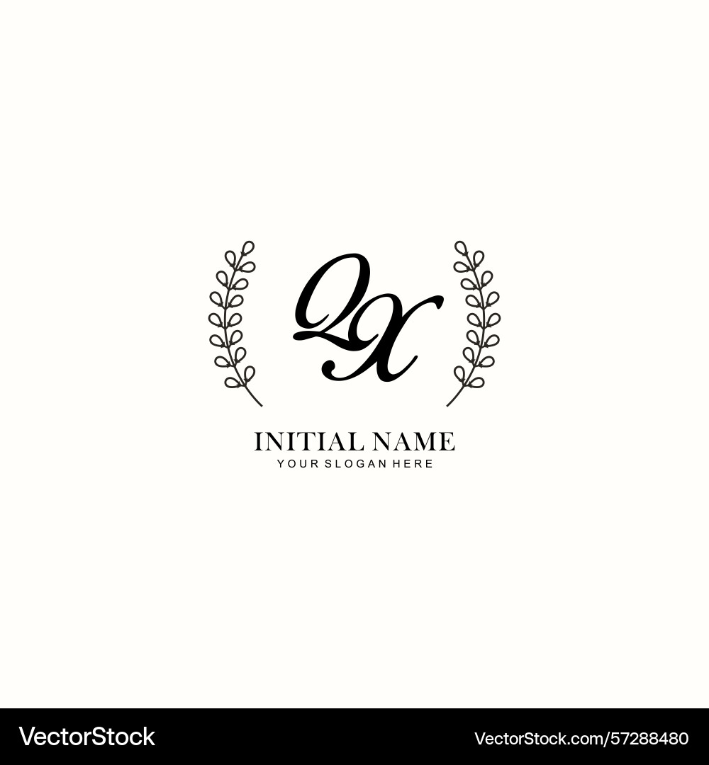 Qx initial logo templates with botanical elements Qx initial logo templates with botanical elements vector image
