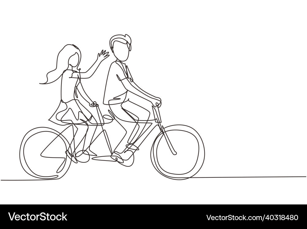 Romantic Couple Tandem Bike Ride Royalty Free Vector Image