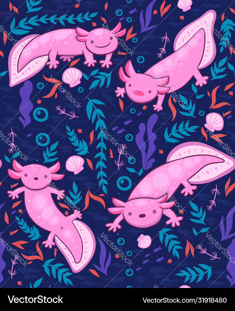 Seamless pattern with axolotl graphics Seamless pattern with axolotl graphics vector image