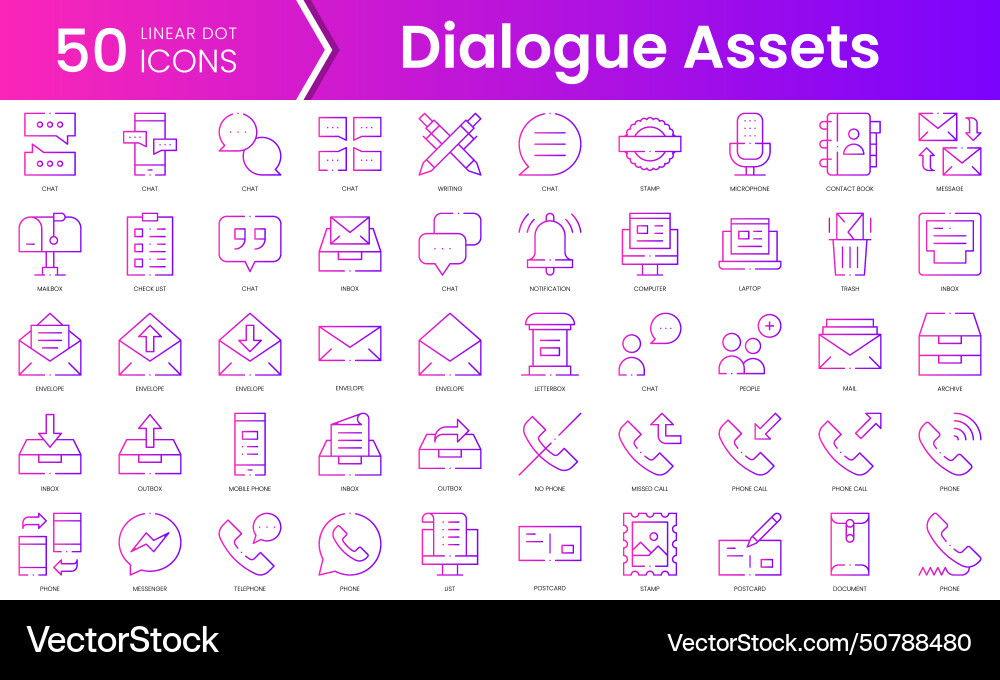 Set of dialogue assets icons gradient style icon Set of dialogue assets icons gradient style icon vector image