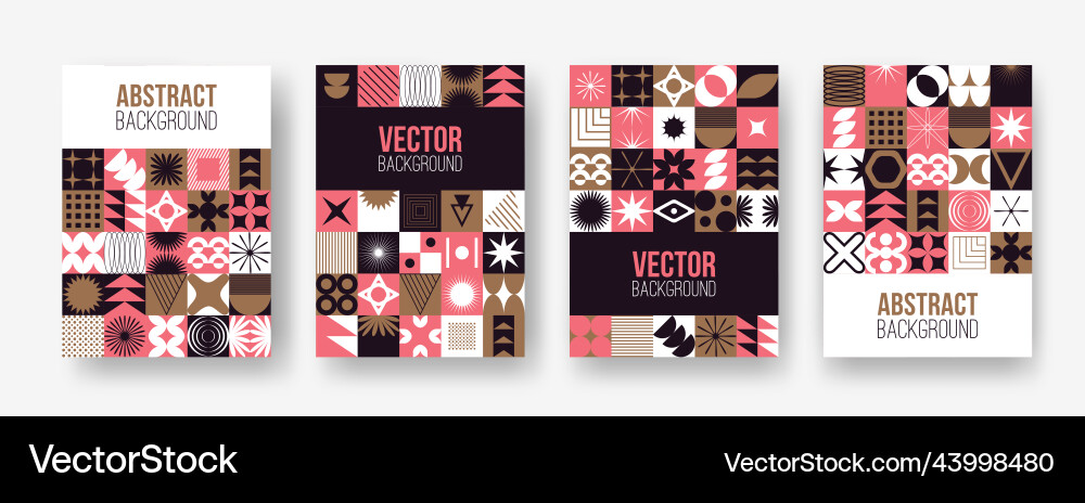 Set with abstract colorful minimalistic patchwork vector image