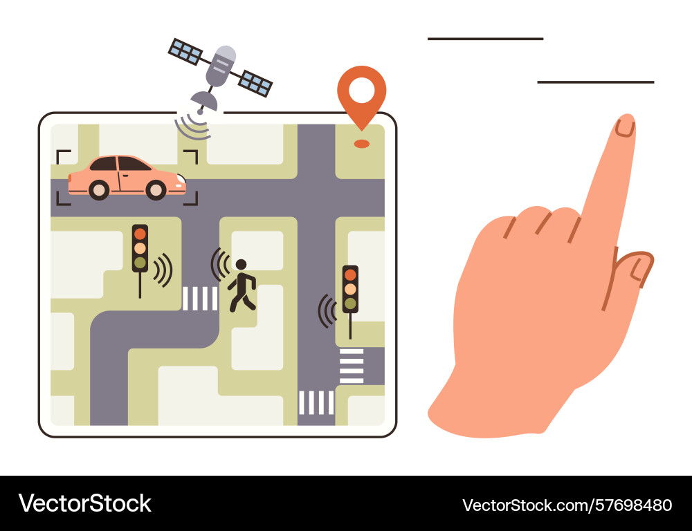 Smart navigation system highlighting gps traffic Smart navigation system highlighting gps traffic vector image