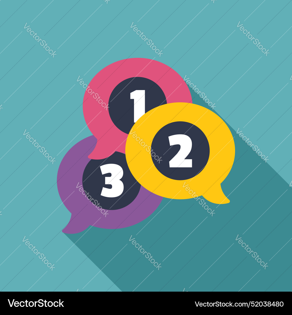 Speech bubbles showing numbers one two three Speech bubbles showing numbers one two three vector image