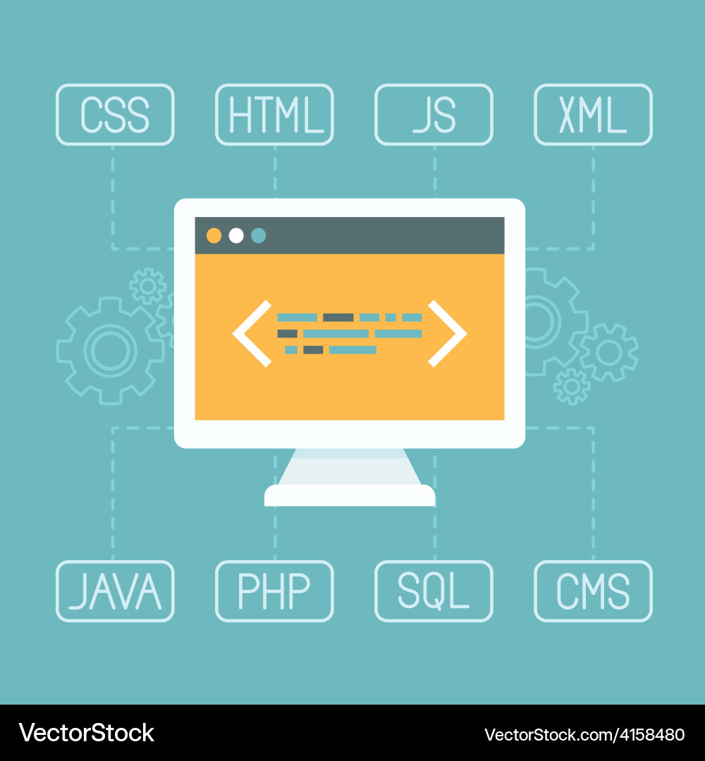 Web Development Technology Icons vector image