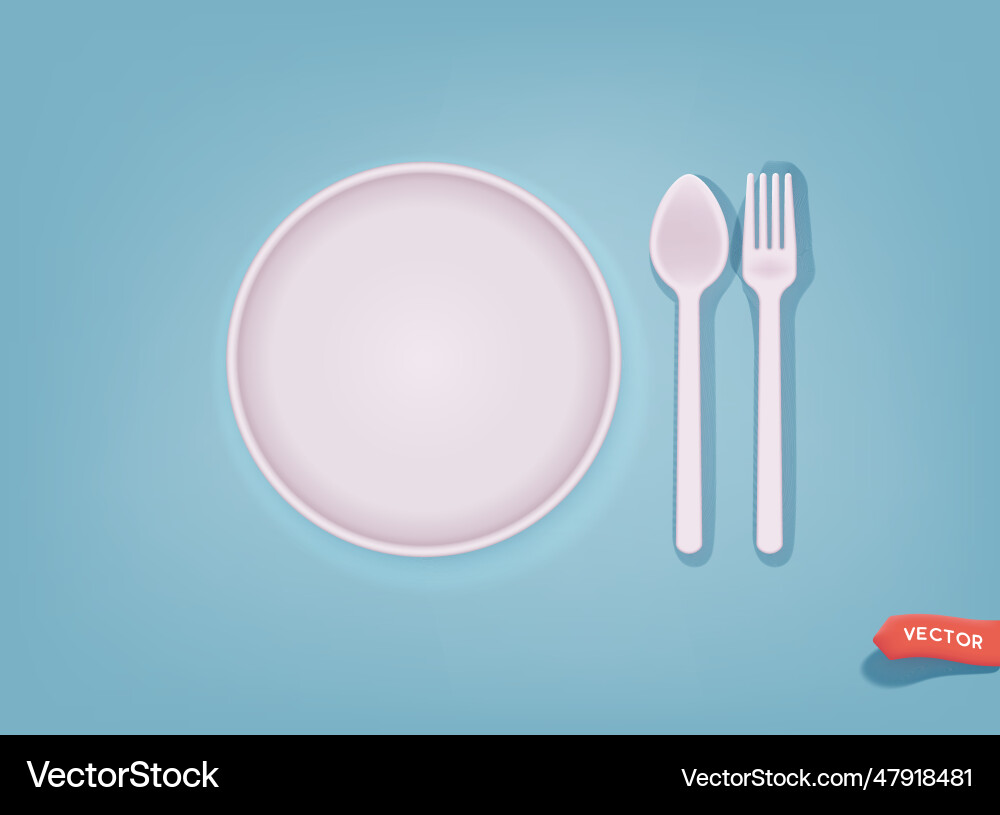 Empty round plate with fork and knife design Empty round plate with fork and knife design vector image
