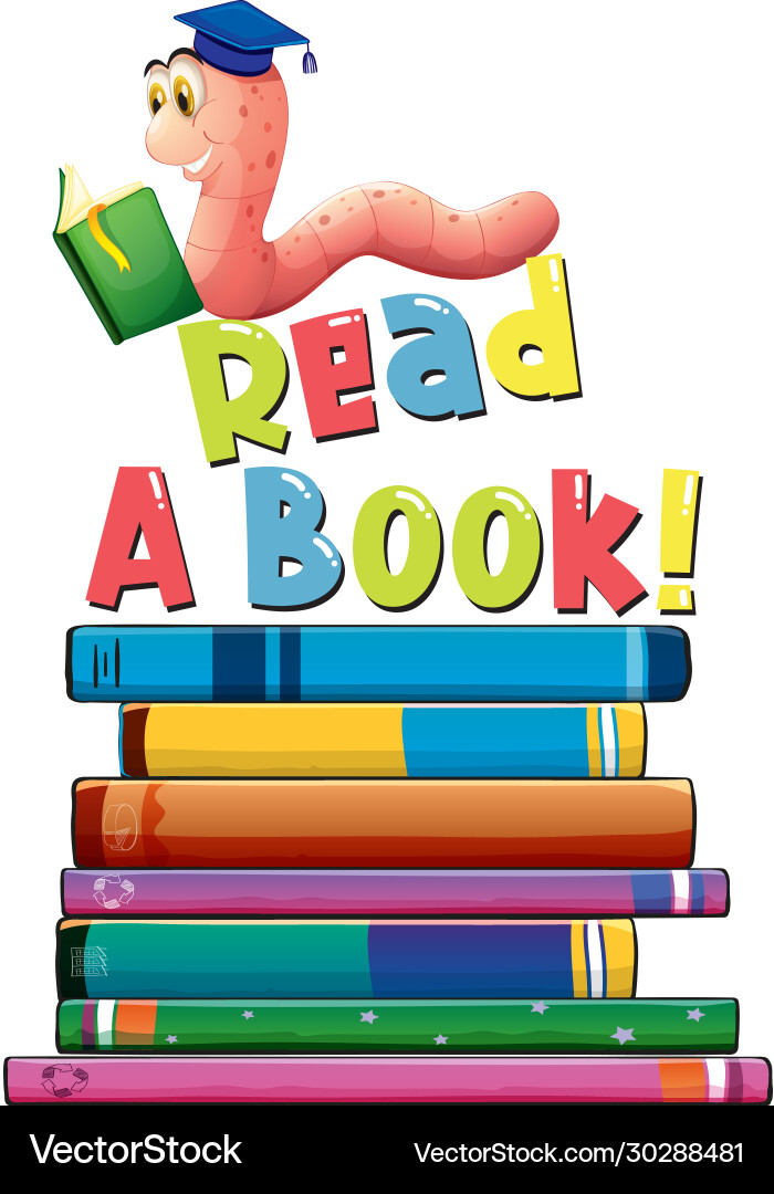 Font design for read a book with worm reading Font design for read a book with worm reading vector image