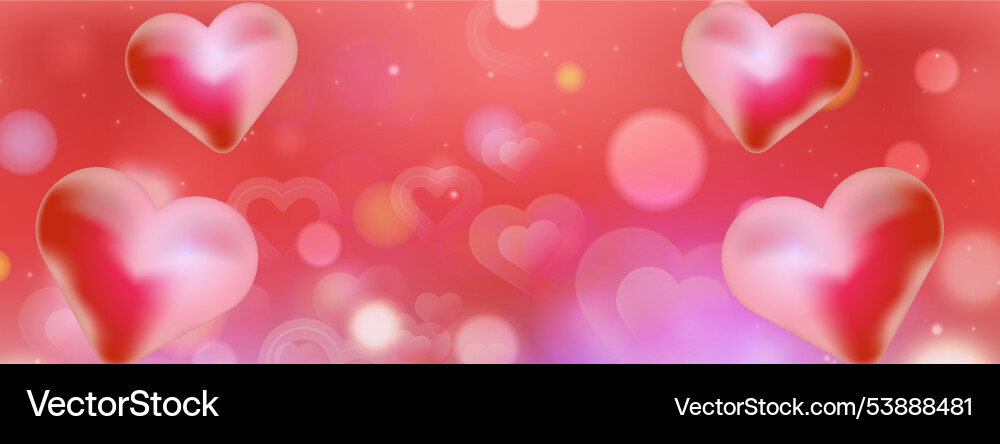 Heart shape with bokeh abstract banner background vector image