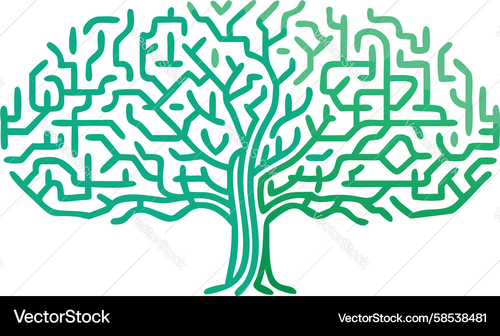 Maze Tree: Logic & Puzzle Symbol Vector Image