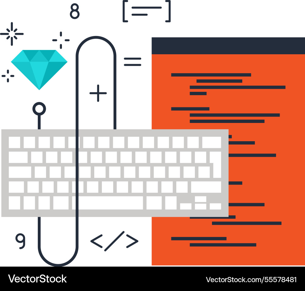 Program coding flat web icon concept Program coding flat web icon concept vector image