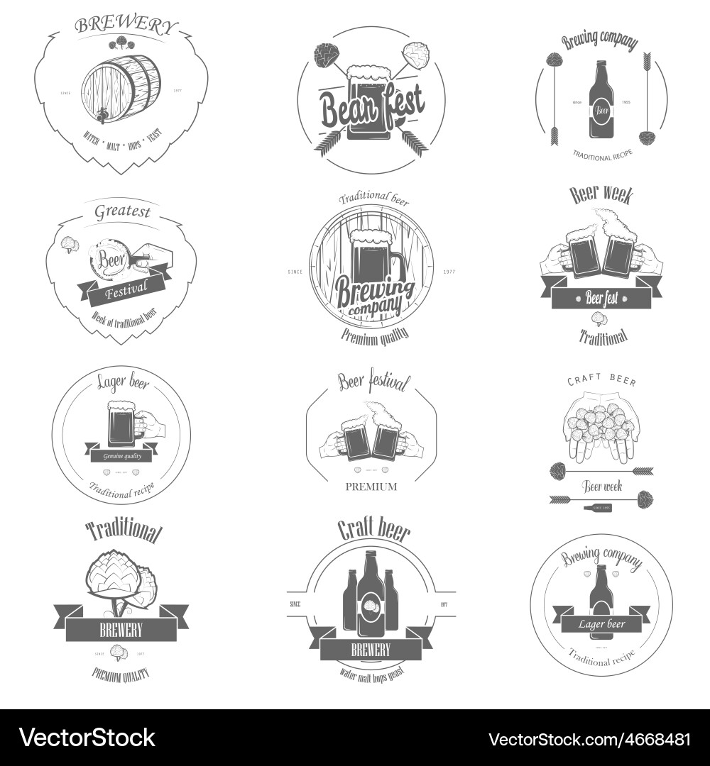 Set of two-color beer craft badges Vector Image