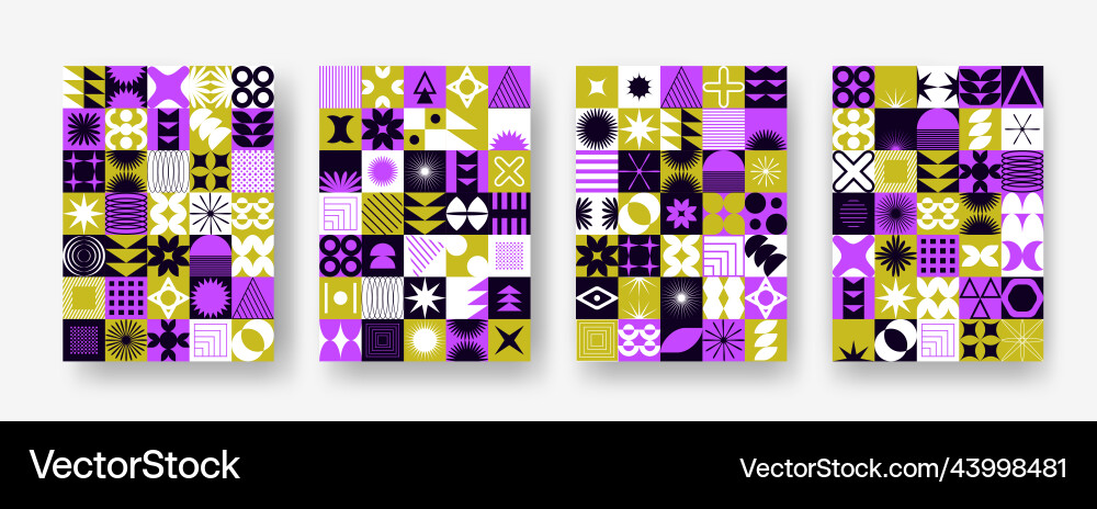 Set with abstract colorful minimalistic patchwork Set with abstract colorful minimalistic patchwork vector image