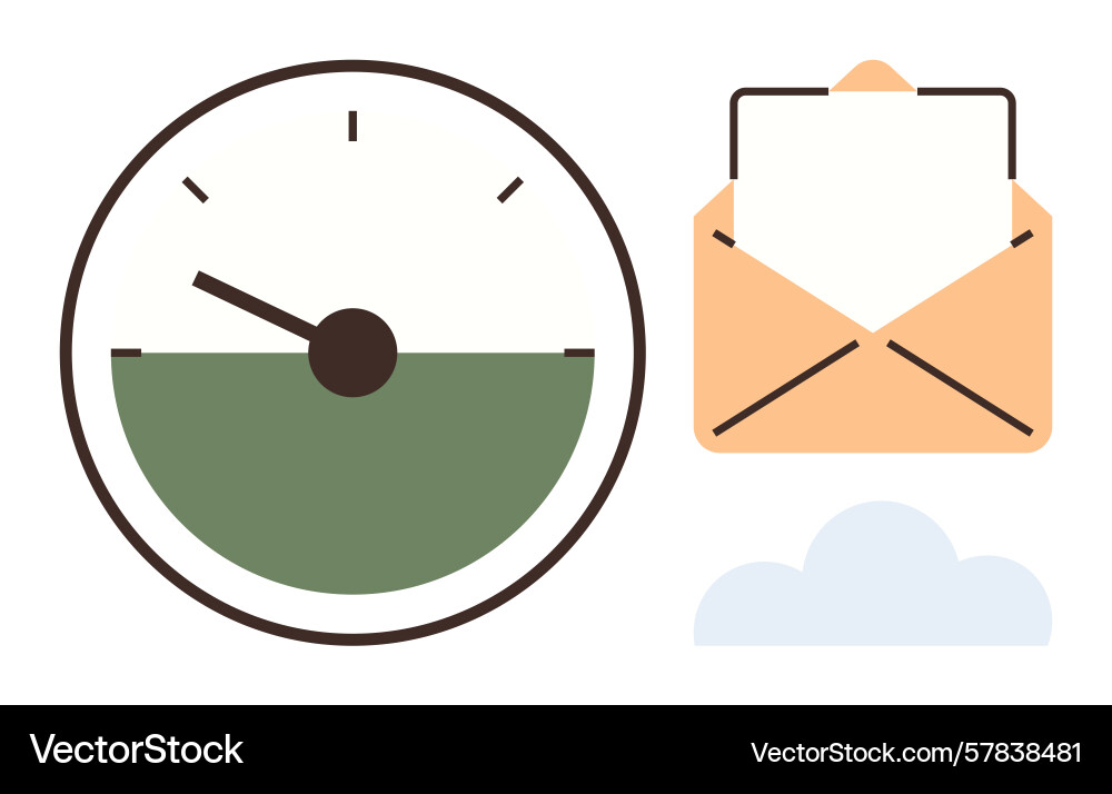 Timer mit Fortschrittsanzeige und Postumschlag vektorbild