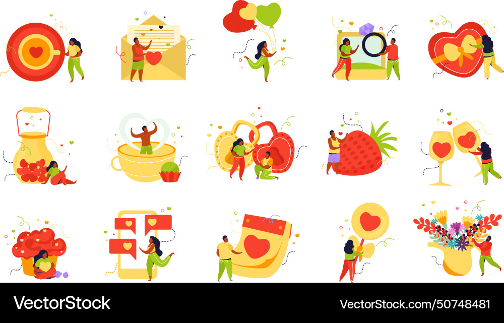 Valentines day flat background Royalty Free Vector Image