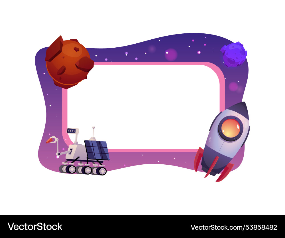 A frame with futuristic spaceship vector image